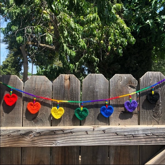 🌈Handmade Crochet Rainbow Heart Garland ❤️